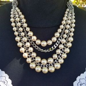 Talbots Multi tiered (5) silver/pearl necklace